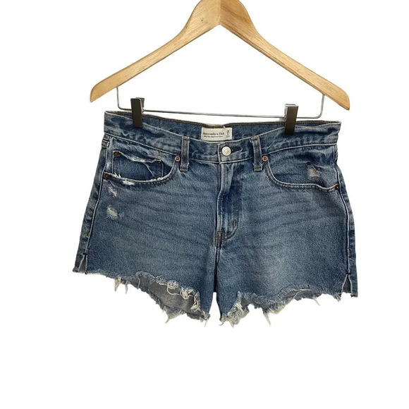 Abercrombie & Fitch The Mid Rise Boyfriend Short Fray Bottom Short - Picture 1 of 6